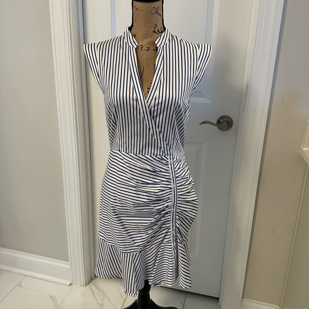 Lucy Paris Navy and White Asymmetrical Dress